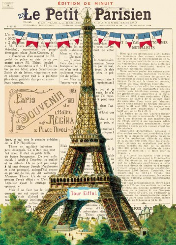 Geschenkpapier vintage Eiffelturm 3 Bögen