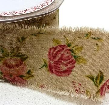 Leinenband bedruckt Rose 5cm breit Meterware